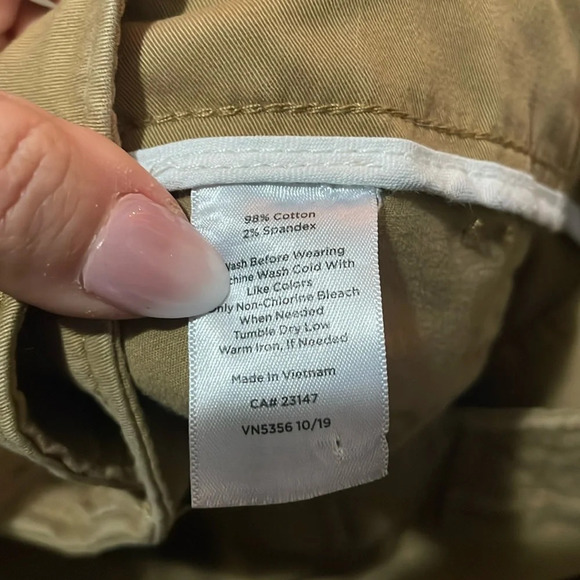 Talbots Patch Pocket Crop Chinos Khaki Tan Straight leg Womens size 14 Neutral - Picture 7 of 14